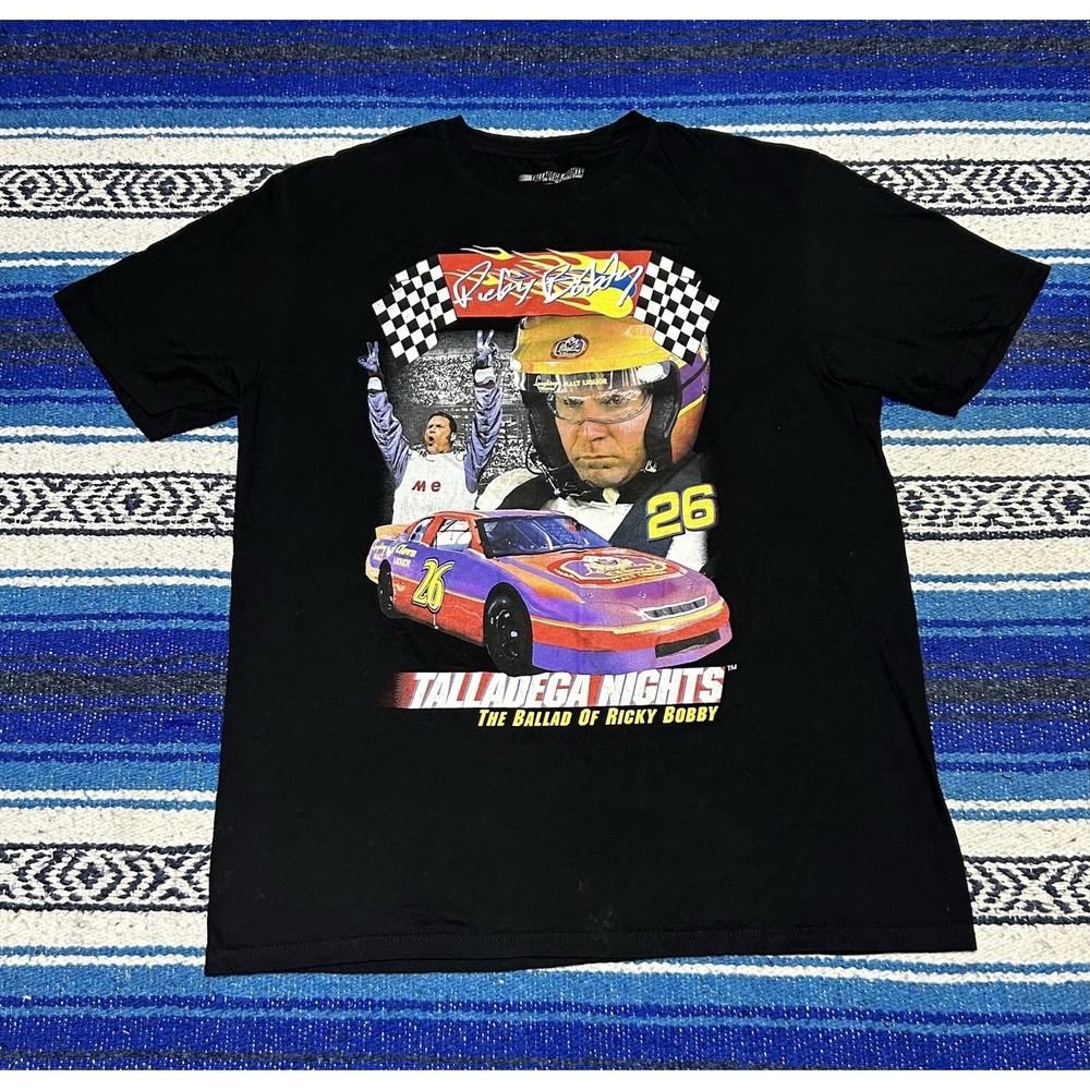 Ricky Bobby Talladega Nights Nascar Faded Black T-Shirt Men's Large